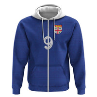 Custom Fijian Football Zip Hoodie Tapa Pattern and Shark Tribal LT03 Zip Hoodie Blue - Polynesian Pride