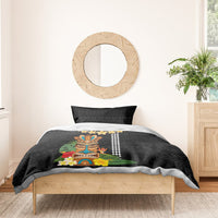 Hawaii Plumeria Lei Bedding Set Tiki and Kakau Pattern Black Color LT03 - Polynesian Pride