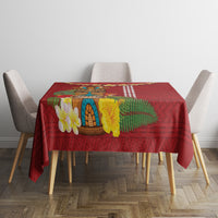 Hawaii Plumeria Lei Tablecloth Tiki and Kakau Pattern Red Color LT03 - Polynesian Pride