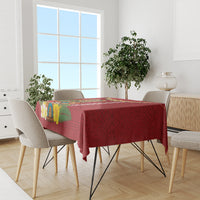 Hawaii Plumeria Lei Tablecloth Tiki and Kakau Pattern Red Color LT03 - Polynesian Pride