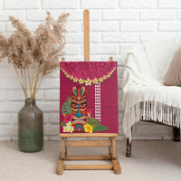 Hawaii Plumeria Lei Canvas Wall Art Tiki and Kakau Pattern Pink Color LT03 - Polynesian Pride