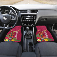 Hawaii Plumeria Lei Car Mats Tiki and Kakau Pattern Pink Color