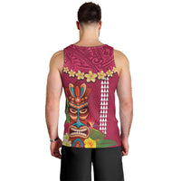 Hawaii Plumeria Lei Men Tank Top Tiki and Kakau Pattern Pink Color LT03 - Polynesian Pride
