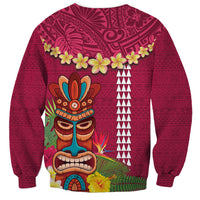 Hawaii Plumeria Lei Sweatshirt Tiki and Kakau Pattern Pink Color LT03 - Polynesian Pride