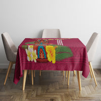 Hawaii Plumeria Lei Tablecloth Tiki and Kakau Pattern Pink Color LT03 - Polynesian Pride
