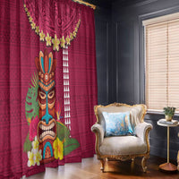 Hawaii Plumeria Lei Window Curtain Tiki and Kakau Pattern Pink Color LT03 - Polynesian Pride
