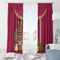 Hawaii Plumeria Lei Window Curtain Tiki and Kakau Pattern Pink Color LT03 - Polynesian Pride