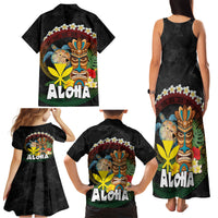 Aloha Hawaii Family Matching Tank Maxi Dress and Hawaiian Shirt Kanaka Maoli with Polynesian Spiral Plumeria