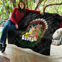 Aloha Hawaii Quilt Kanaka Maoli with Polynesian Spiral Plumeria