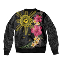 Hawaii and Philippines Together Bomber Jacket Hibiscus Flower and Sun Badge Polynesian Pattern Coloful LT03 - Polynesian Pride