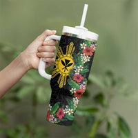 Hawaii and Philippines Together Tumbler With Handle Hibiscus Flower and Sun Badge Polynesian Pattern Coloful LT03 - Polynesian Pride