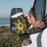 Hawaii and Philippines Together Tumbler With Handle Hibiscus Flower and Sun Badge Polynesian Pattern Coloful LT03 - Polynesian Pride