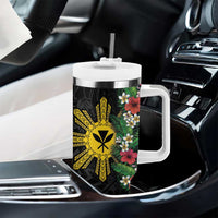 Hawaii and Philippines Together Tumbler With Handle Hibiscus Flower and Sun Badge Polynesian Pattern Coloful LT03 - Polynesian Pride