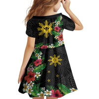 Tropical Hawaii and Philippines Family Matching Off Shoulder Maxi Dress and Hawaiian Shirt Kanaka Maoli and Sun Badge Batok Tattoo Colorful