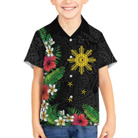 Tropical Hawaii and Philippines Family Matching Off Shoulder Maxi Dress and Hawaiian Shirt Kanaka Maoli and Sun Badge Batok Tattoo Colorful