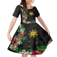 Tropical Hawaii and Philippines Family Matching Tank Maxi Dress and Hawaiian Shirt Kanaka Maoli and Sun Badge Batok Tattoo Colorful