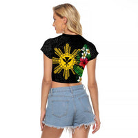 Tropical Hawaii and Philippines Raglan Cropped T Shirt Kanaka Maoli and Sun Badge Batok Tattoo Colorful
