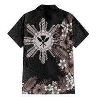 Tropical Hawaii and Philippines Family Matching Mermaid Dress and Hawaiian Shirt Kanaka Maoli and Sun Badge Batok Tattoo Grayscale
