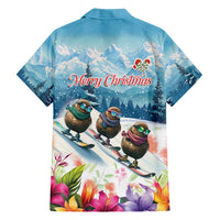 New Zealand Merry Christmas Family Matching Long Sleeve Bodycon Dress and Hawaiian Shirt Kiwi Birds Snow Boarding-Vibrant Tropical Flower - Polynesian Pride
