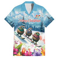 New Zealand Merry Christmas Family Matching Puletasi and Hawaiian Shirt Kiwi Birds Snow Boarding-Vibrant Tropical Flower - Polynesian Pride