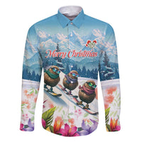 New Zealand Merry Christmas Family Matching Short Sleeve Bodycon Dress and Hawaiian Shirt Kiwi Birds Snow Boarding-Vibrant Tropical Flower - Polynesian Pride