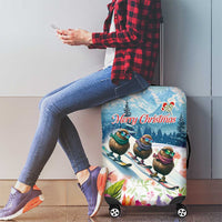 New Zealand Merry Christmas Luggage Cover Kiwi Birds Snow Boarding-Vibrant Tropical Flower - Polynesian Pride