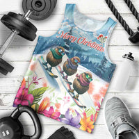 New Zealand Merry Christmas Men Tank Top Kiwi Birds Snow Boarding-Vibrant Tropical Flower - Polynesian Pride