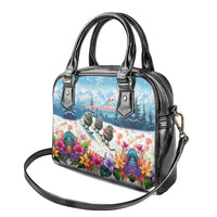New Zealand Merry Christmas Shoulder Handbag Kiwi Birds Snow Boarding-Vibrant Tropical Flower - Polynesian Pride