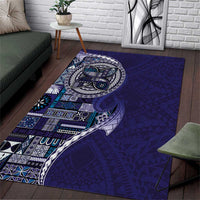 Samoan Siapo Art Tattoo Polynesian Pattern Area Rug Navy Color - Polynesian Pride