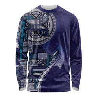 Samoan Siapo Art Tattoo Polynesian Pattern Long Sleeve Shirt Navy Color LT03 Unisex Navy - Polynesian Pride