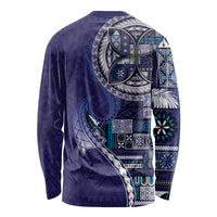 Samoan Siapo Art Tattoo Polynesian Pattern Long Sleeve Shirt Navy Color LT03 - Polynesian Pride