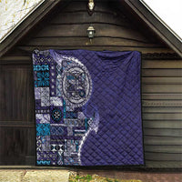 Samoan Siapo Art Tattoo Polynesian Pattern Quilt Navy Color - Polynesian Pride