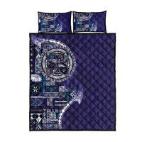 Samoan Siapo Art Tattoo Polynesian Pattern Quilt Bed Set Navy Color - Polynesian Pride