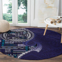Samoan Siapo Art Tattoo Polynesian Pattern Round Carpet Navy Color - Polynesian Pride