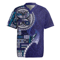 Samoan Siapo Art Tattoo Polynesian Pattern Rugby Jersey Navy Color - Polynesian Pride