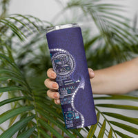 Samoan Siapo Art Tattoo Polynesian Pattern Skinny Tumbler Navy Color - Polynesian Pride