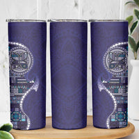 Samoan Siapo Art Tattoo Polynesian Pattern Skinny Tumbler Navy Color - Polynesian Pride