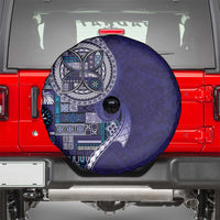 Samoan Siapo Art Tattoo Polynesian Pattern Spare Tire Cover Navy Color - Polynesian Pride