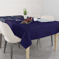 Samoan Siapo Art Tattoo Polynesian Pattern Tablecloth Navy Color LT03 - Polynesian Pride