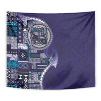 Samoan Siapo Art Tattoo Polynesian Pattern Tapestry Navy Color - Polynesian Pride