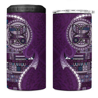 Samoan Siapo Art Tattoo Polynesian Pattern 4 in 1 Can Cooler Tumbler Purple Color LT03 One Size: 16 oz Purple - Polynesian Pride