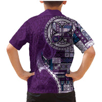 Samoan Siapo Art Tattoo Polynesian Pattern Family Matching Mermaid Dress and Hawaiian Shirt Purple Color - Polynesian Pride