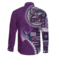 Samoan Siapo Art Tattoo Polynesian Pattern Family Matching Puletasi and Hawaiian Shirt Purple Color LT03 - Polynesian Pride