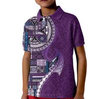 Samoan Siapo Art Tattoo Polynesian Pattern Kid Polo Shirt Purple Color - Polynesian Pride