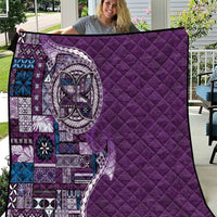 Samoan Siapo Art Tattoo Polynesian Pattern Quilt Purple Color - Polynesian Pride