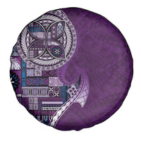 Samoan Siapo Art Tattoo Polynesian Pattern Spare Tire Cover Purple Color - Polynesian Pride