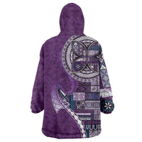 Samoan Siapo Art Tattoo Polynesian Pattern Wearable Blanket Hoodie Purple Color LT03 - Polynesian Pride