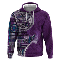 Samoan Siapo Art Tattoo Polynesian Pattern Zip Hoodie Purple Color LT03 Pullover Hoodie Purple - Polynesian Pride