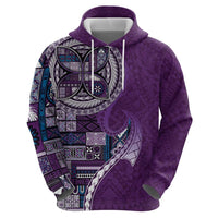 Samoan Siapo Art Tattoo Polynesian Pattern Zip Hoodie Purple Color LT03 - Polynesian Pride