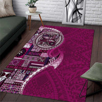 Samoan Siapo Art Tattoo Polynesian Pattern Area Rug Pink Color - Polynesian Pride